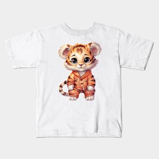 Bengal Tiger Wearing Pajamas Kids T-Shirt